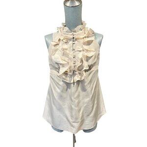 Rebecca Taylor Halter raffle cream Silk Top blouse size 6